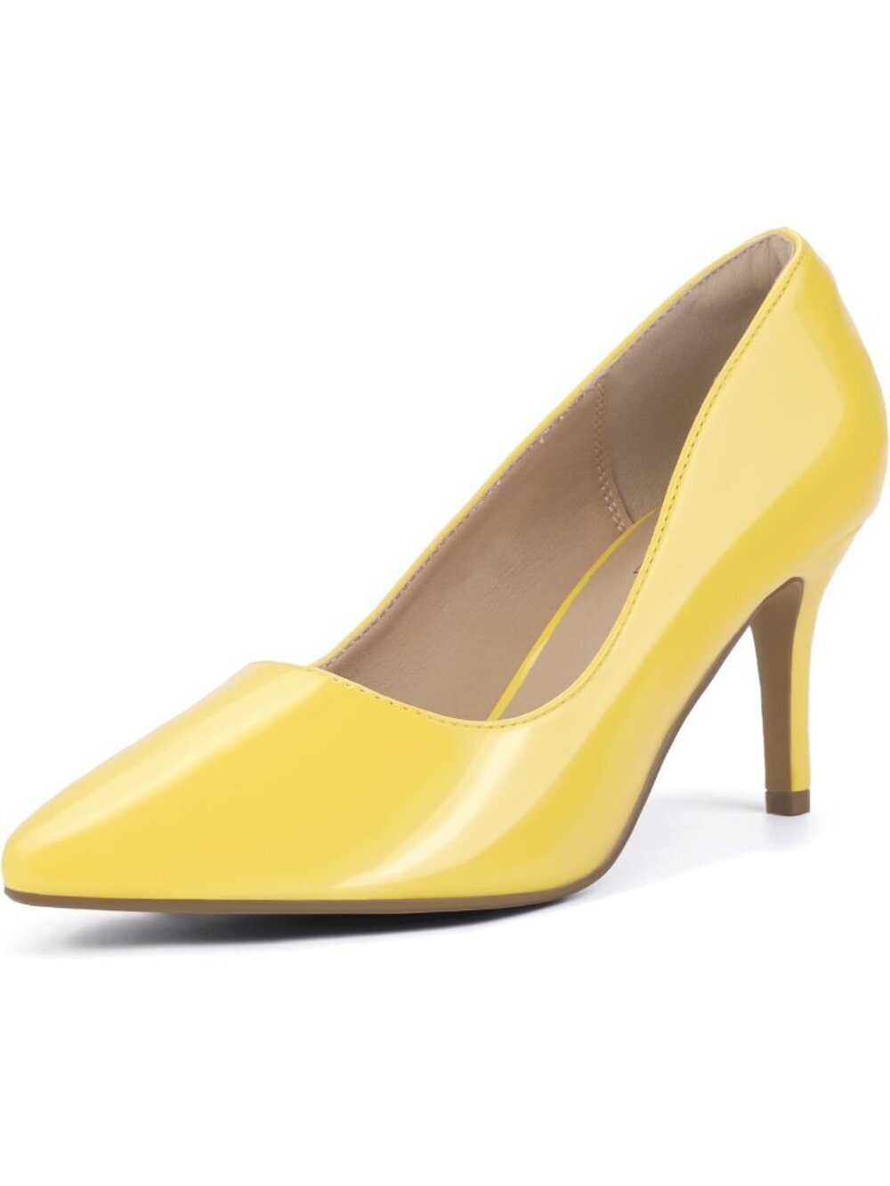 Women's Yellow High Heels Pumps Stiletto Pointed Toe Dress Wedding Trendy Shoes
